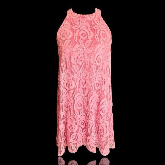 Altar’d State Pink Mauve Lace A-Line Mini Dress Size Large - Picture 1 of 10